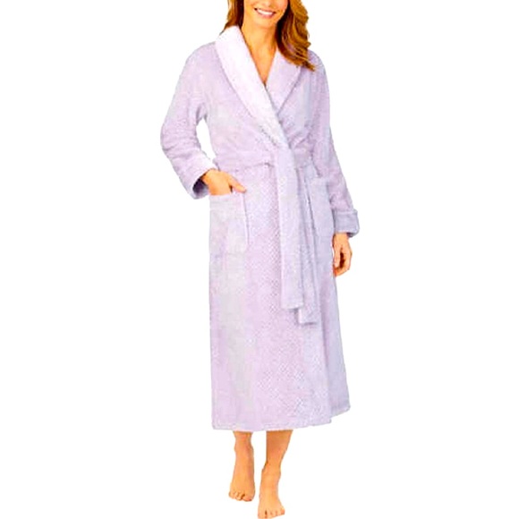 CAROLE HOCHMAN ladies plush wrap robe Light Purple size LARGE Material: PLUSH - Picture 1 of 7